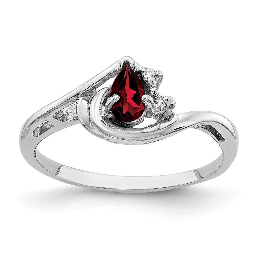 14k White Gold 5x3mm Pear Garnet A Real Diamond ring