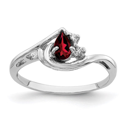 14k White Gold 5x3mm Pear Garnet A Real Diamond ring