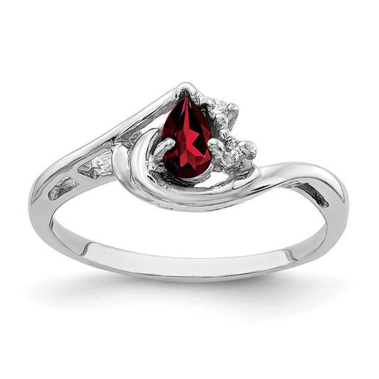 14k White Gold 5x3mm Pear Garnet A Real Diamond ring