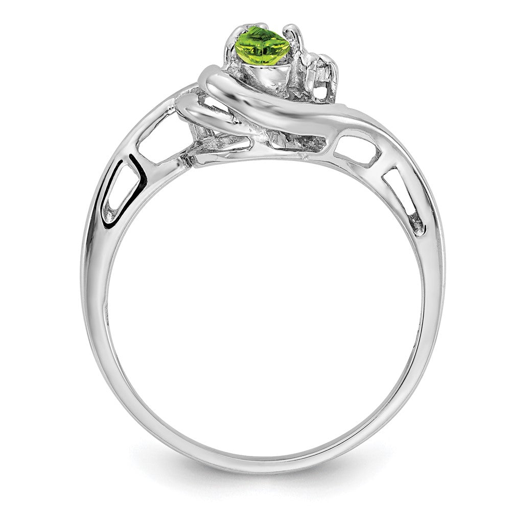 14k White Gold 5x3mm Pear Peridot AAA Diamond ring