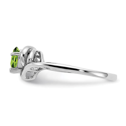 14k White Gold 5x3mm Pear Peridot AAA Diamond ring