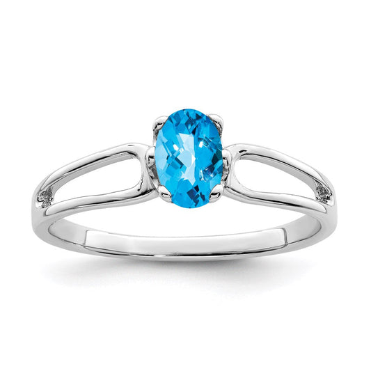 14k white gold 6x4mm oval blue topaz checker ring y4634bc
