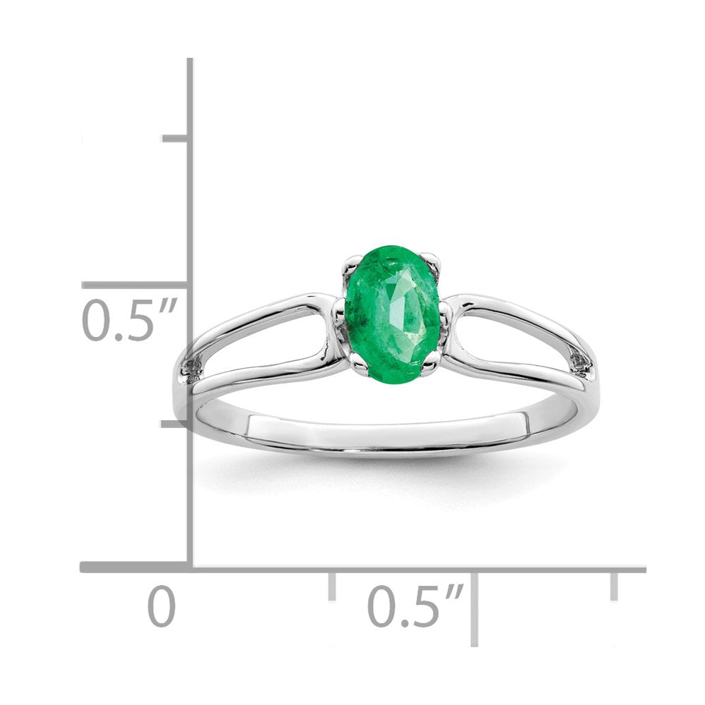 14k white gold 6x4mm oval emerald ring y4634e