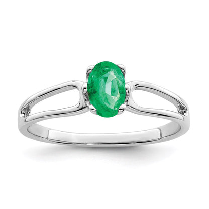 14k white gold 6x4mm oval emerald ring y4634e