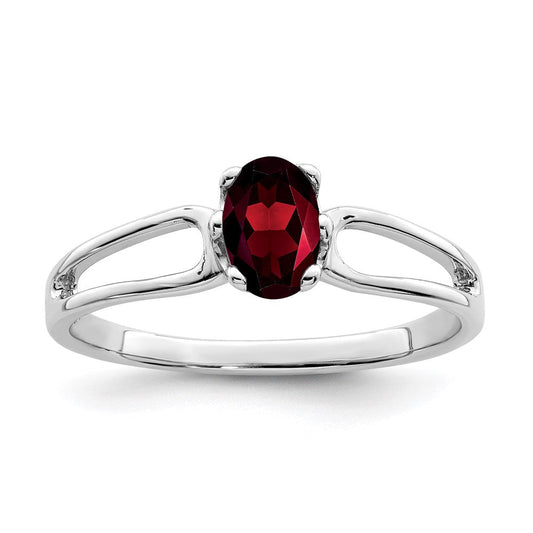 14k white gold 6x4mm oval garnet ring y4634ga