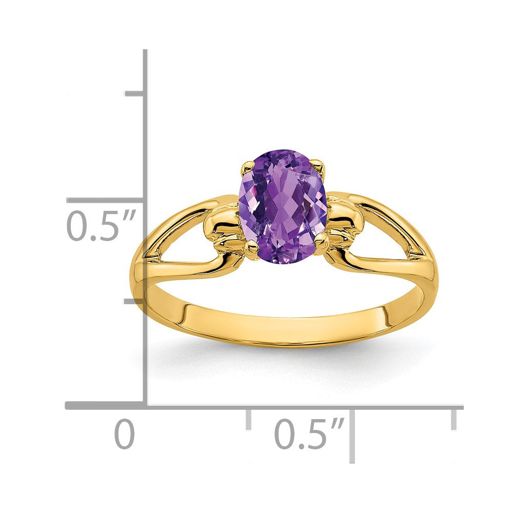 14k yellow gold 7x5mm oval amethyst ring y4641am