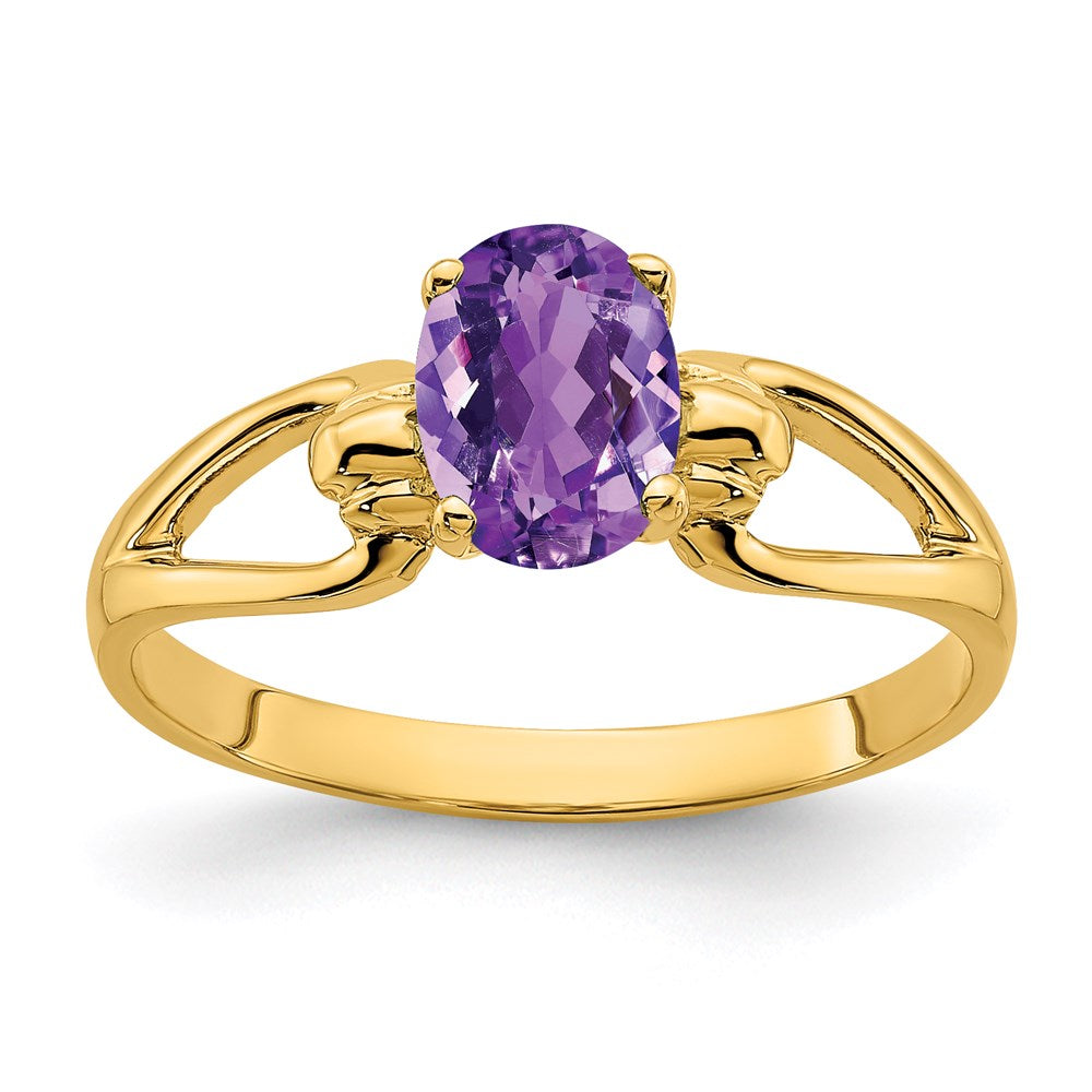 14k yellow gold 7x5mm oval amethyst ring y4641am
