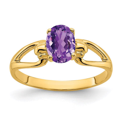 14k yellow gold 7x5mm oval amethyst ring y4641am