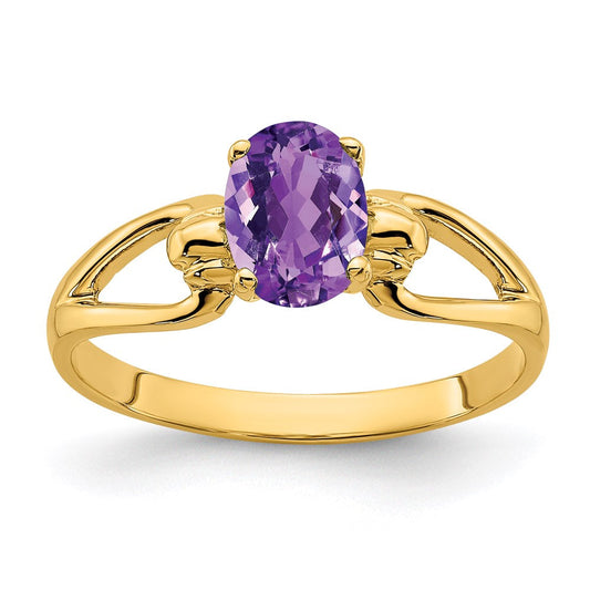 14k yellow gold 7x5mm oval amethyst ring y4641am