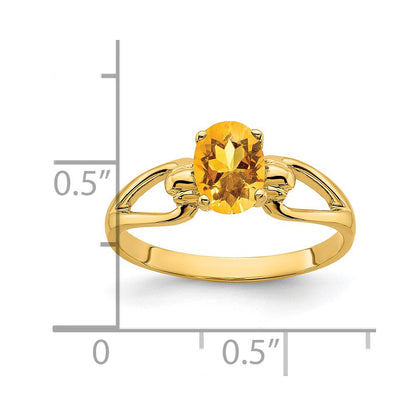 14k yellow gold 7x5mm oval citrine ring y4641ci