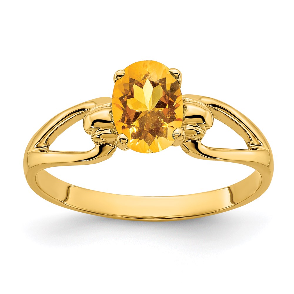 14k yellow gold 7x5mm oval citrine ring y4641ci