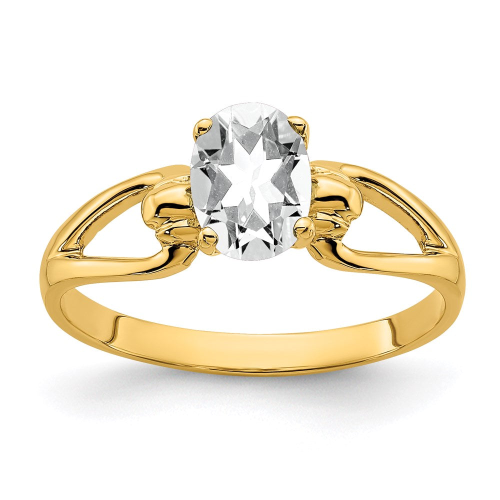 14k yellow gold 7x5mm oval cubic zirconia ring y4641cz