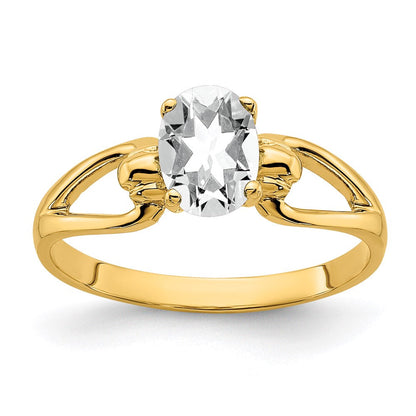 14k yellow gold 7x5mm oval cubic zirconia ring y4641cz