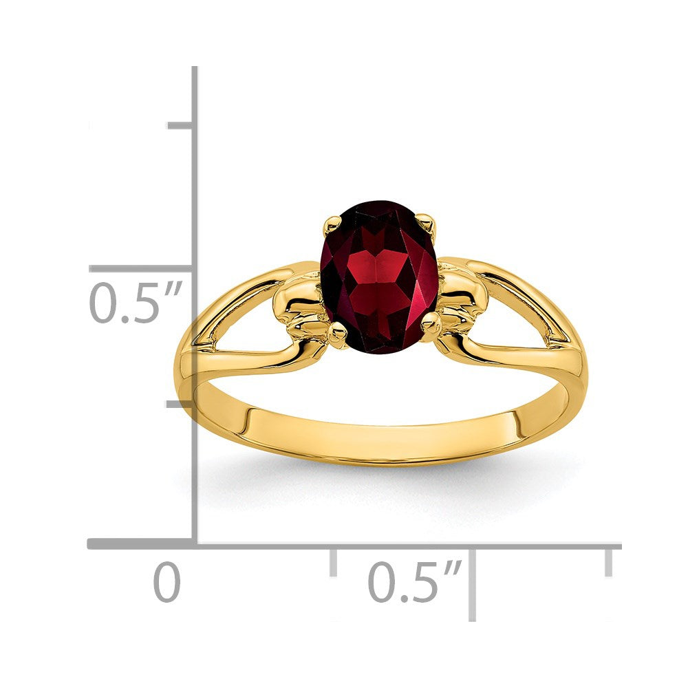 14k yellow gold 7x5mm oval garnet ring y4641ga