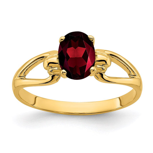 14k yellow gold 7x5mm oval garnet ring y4641ga