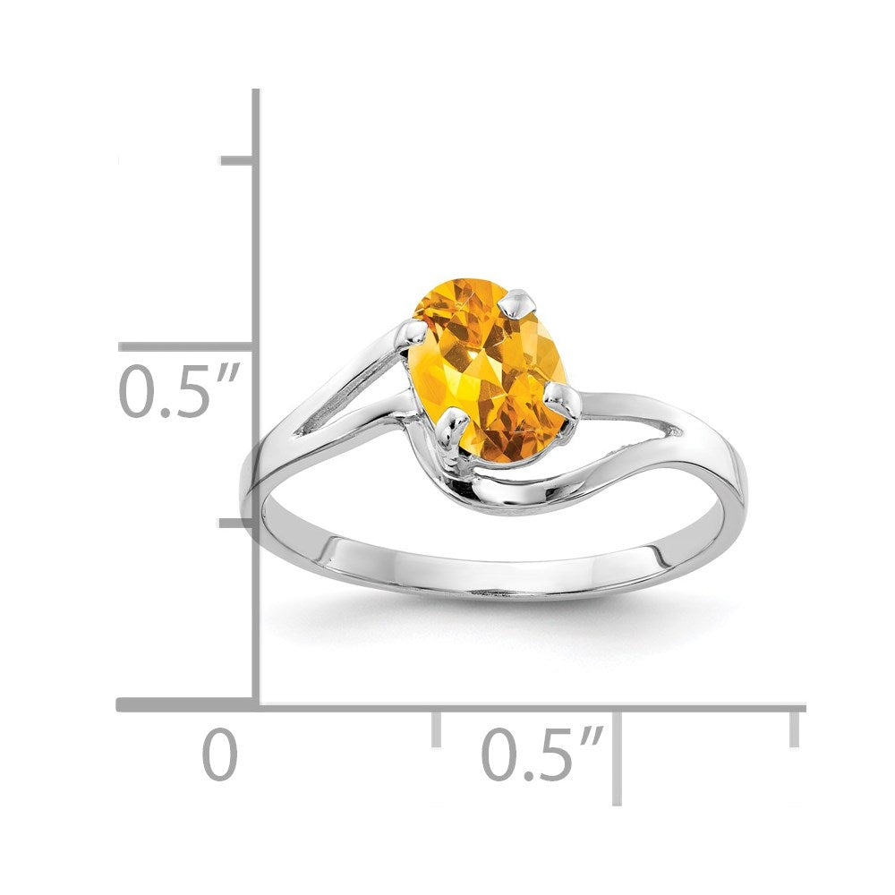 14k White Gold 7x5mm Oval Citrine ring
