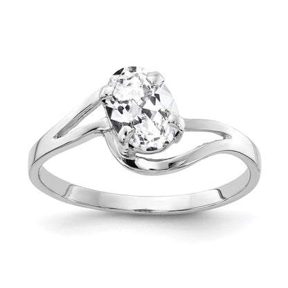 14k White Gold 7x5mm Oval Cubic Zirconia ring