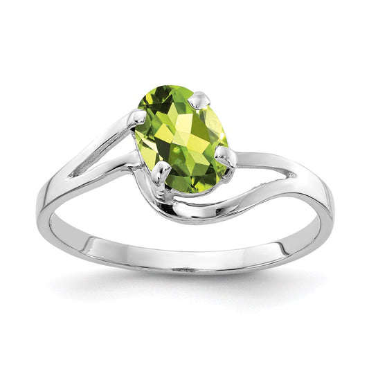 14k White Gold 7x5mm Oval Peridot ring