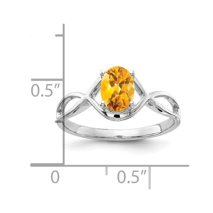 14k White Gold 7x5mm Oval Citrine Ring