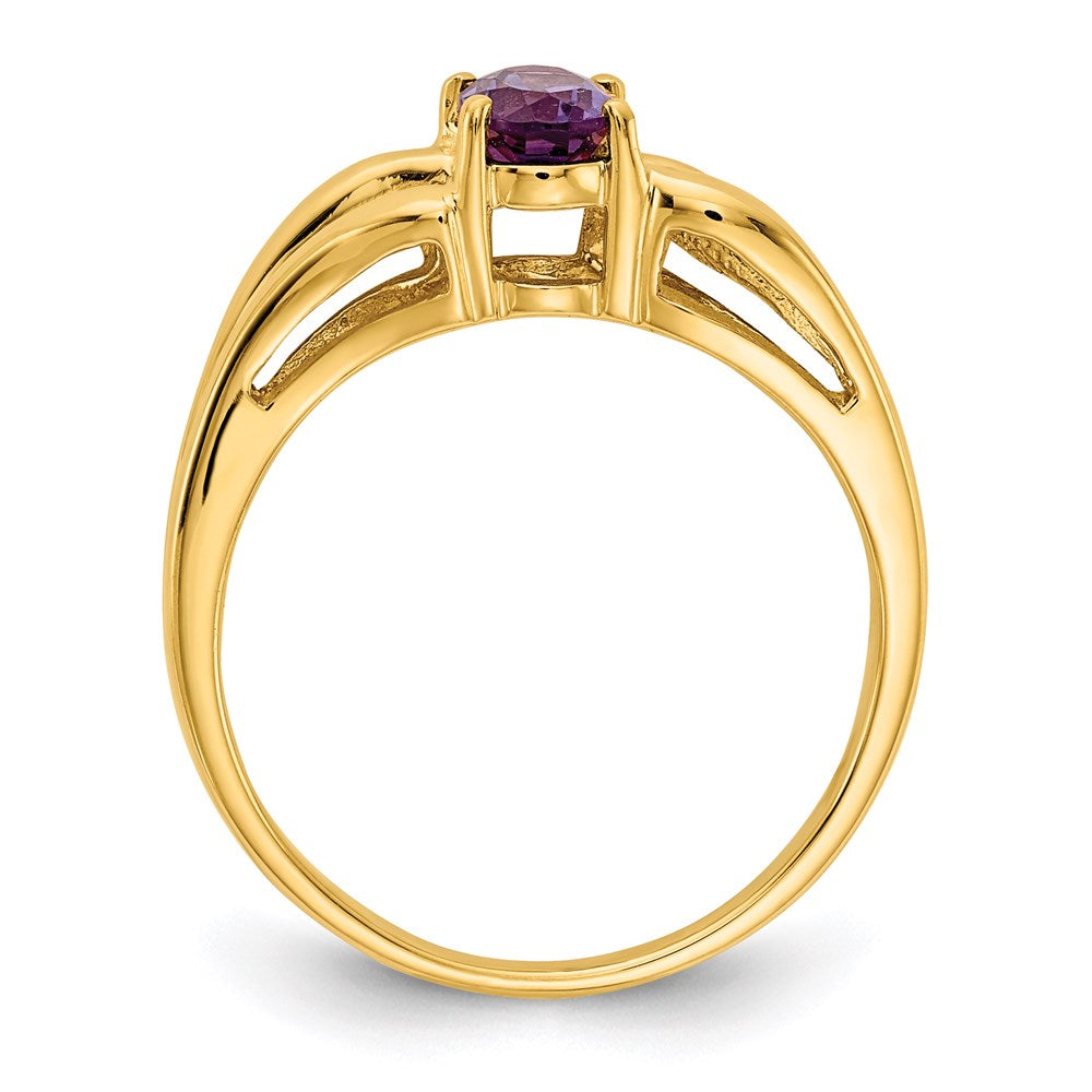14K Yellow Gold 6x4mm Oval Amethyst ring