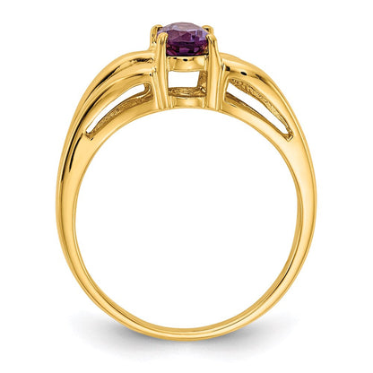 14K Yellow Gold 6x4mm Oval Amethyst ring