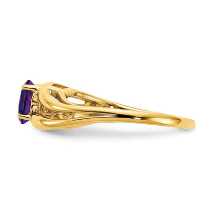 14K Yellow Gold 6x4mm Oval Amethyst ring