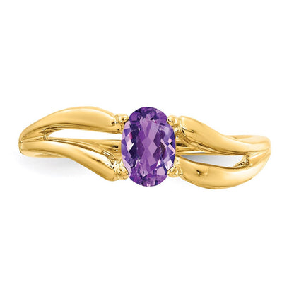 14K Yellow Gold 6x4mm Oval Amethyst ring