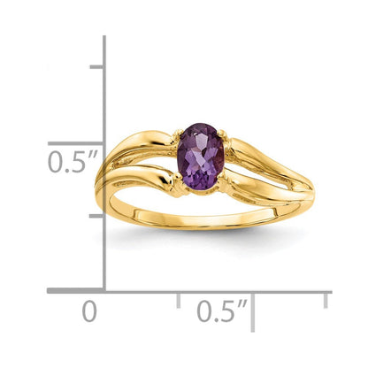 14K Yellow Gold 6x4mm Oval Amethyst ring