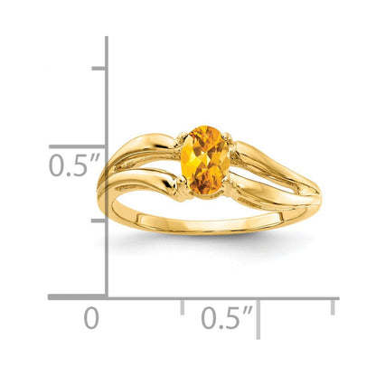 14K Yellow Gold 6x4mm Oval Citrine ring