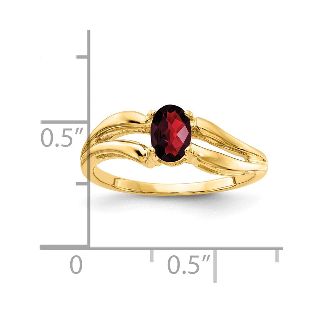 14k yellow gold 6x4mm oval garnet checker ring y4646gc