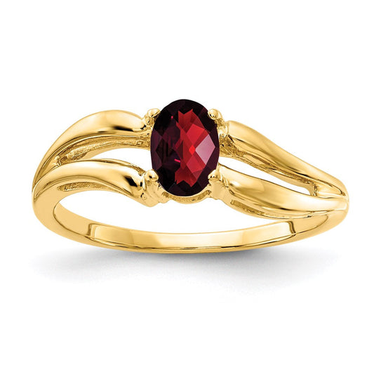 14k yellow gold 6x4mm oval garnet checker ring y4646gc