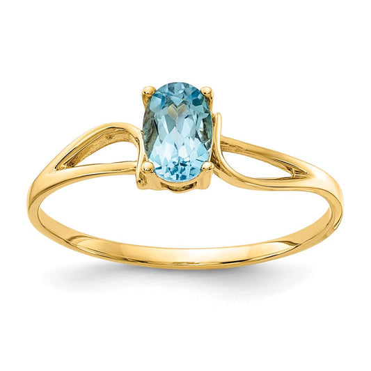 14K Yellow Gold 6x4mm Oval Blue Topaz ring