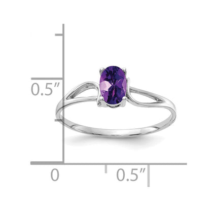 14k White Gold 6x4mm Oval Amethyst ring