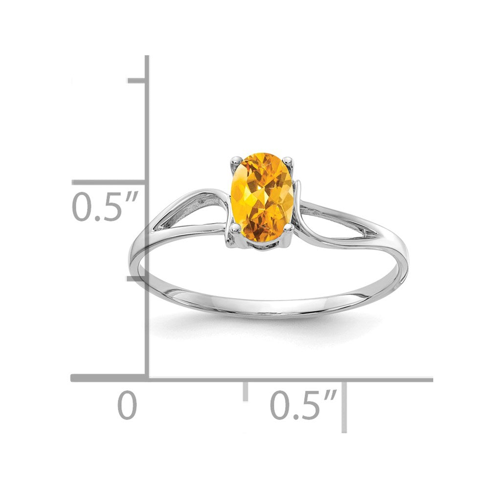 14k White Gold 6x4mm Oval Citrine ring
