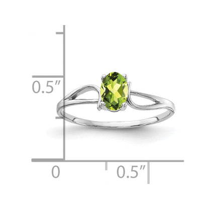14k White Gold 6x4mm Oval Peridot ring