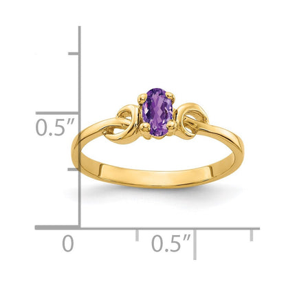 14K Yellow Gold 5x3mm Oval Amethyst ring