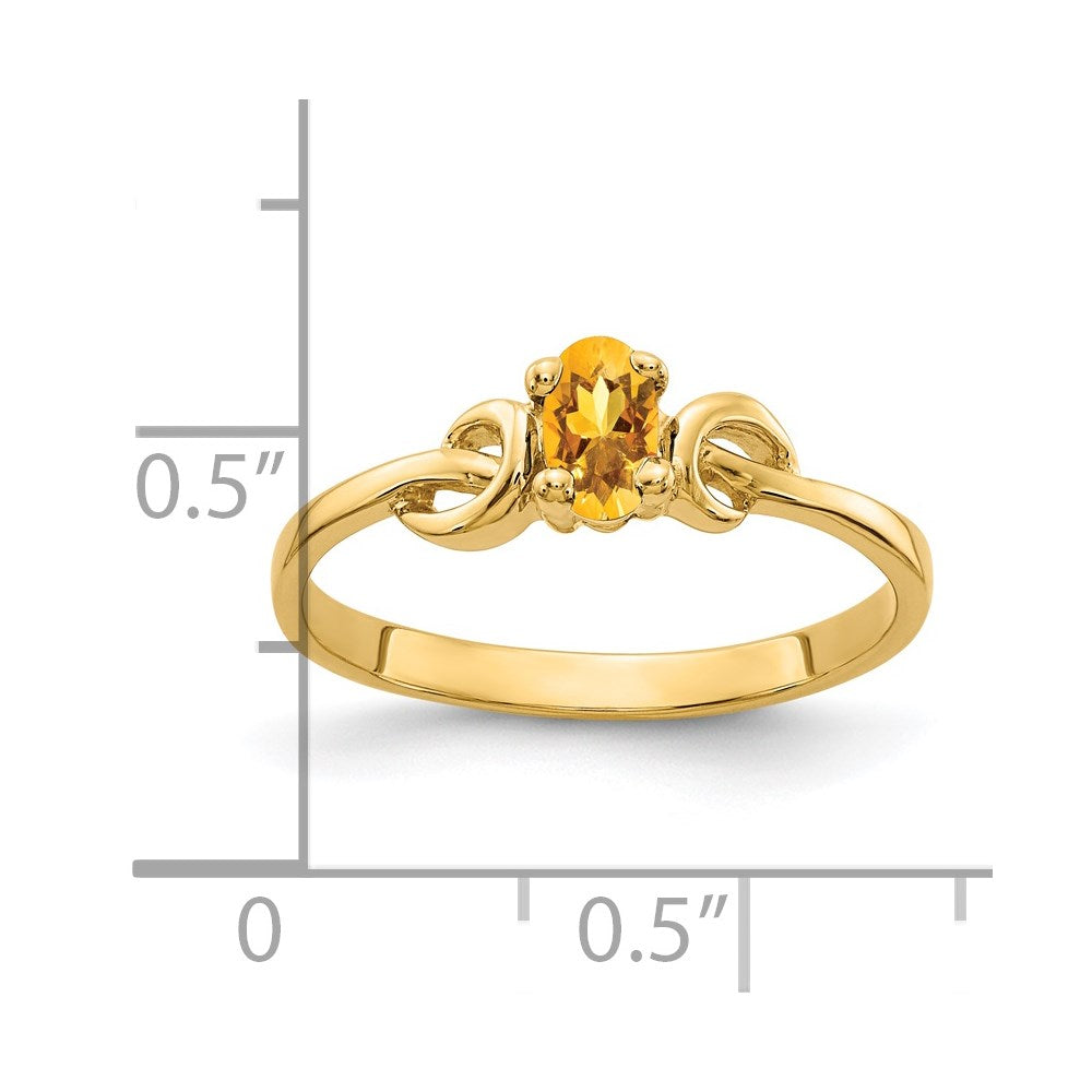 14k yellow gold 5x3mm oval citrine ring y4650ci