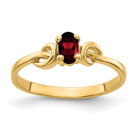 14K Yellow Gold 5x3mm Oval Garnet ring