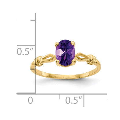 14K Yellow Gold 7x5mm Oval Amethyst ring