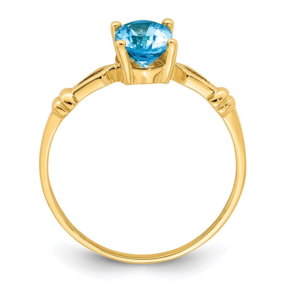 14k yellow gold 7x5mm oval blue topaz ring y4654bt