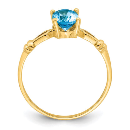 14k yellow gold 7x5mm oval blue topaz ring y4654bt