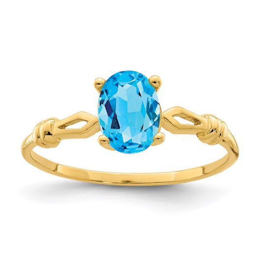 14k yellow gold 7x5mm oval blue topaz ring y4654bt
