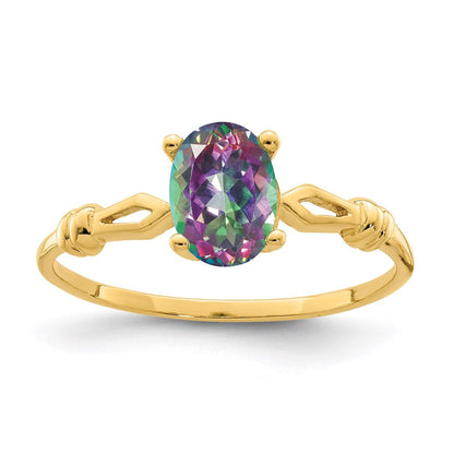 14K Yellow Gold Mystic Fire Topaz Polished Ring