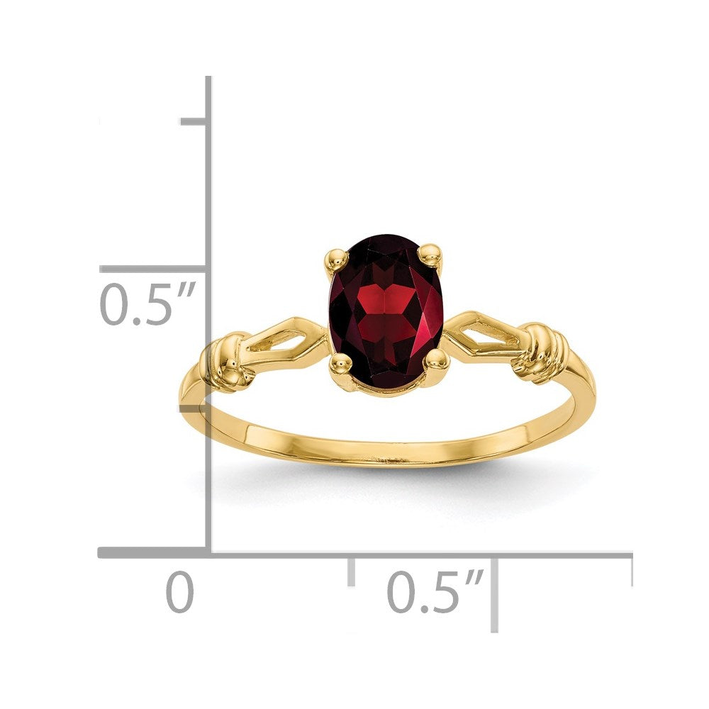 14k yellow gold 7x5mm oval garnet ring y4654ga