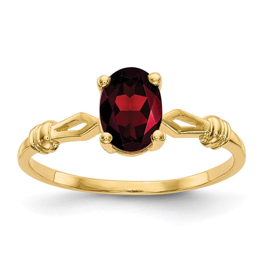 14k yellow gold 7x5mm oval garnet ring y4654ga