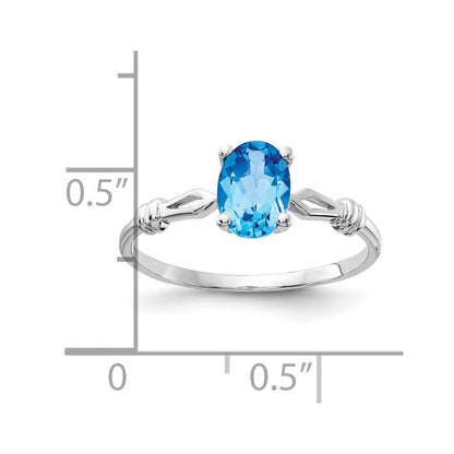 14k White Gold 7x5mm Oval Blue Topaz ring