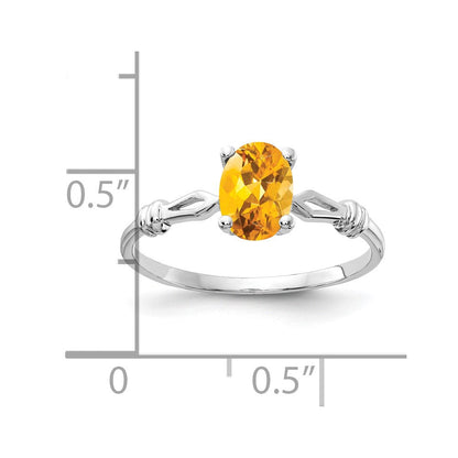 14k white gold 7x5mm oval citrine ring y4655ci