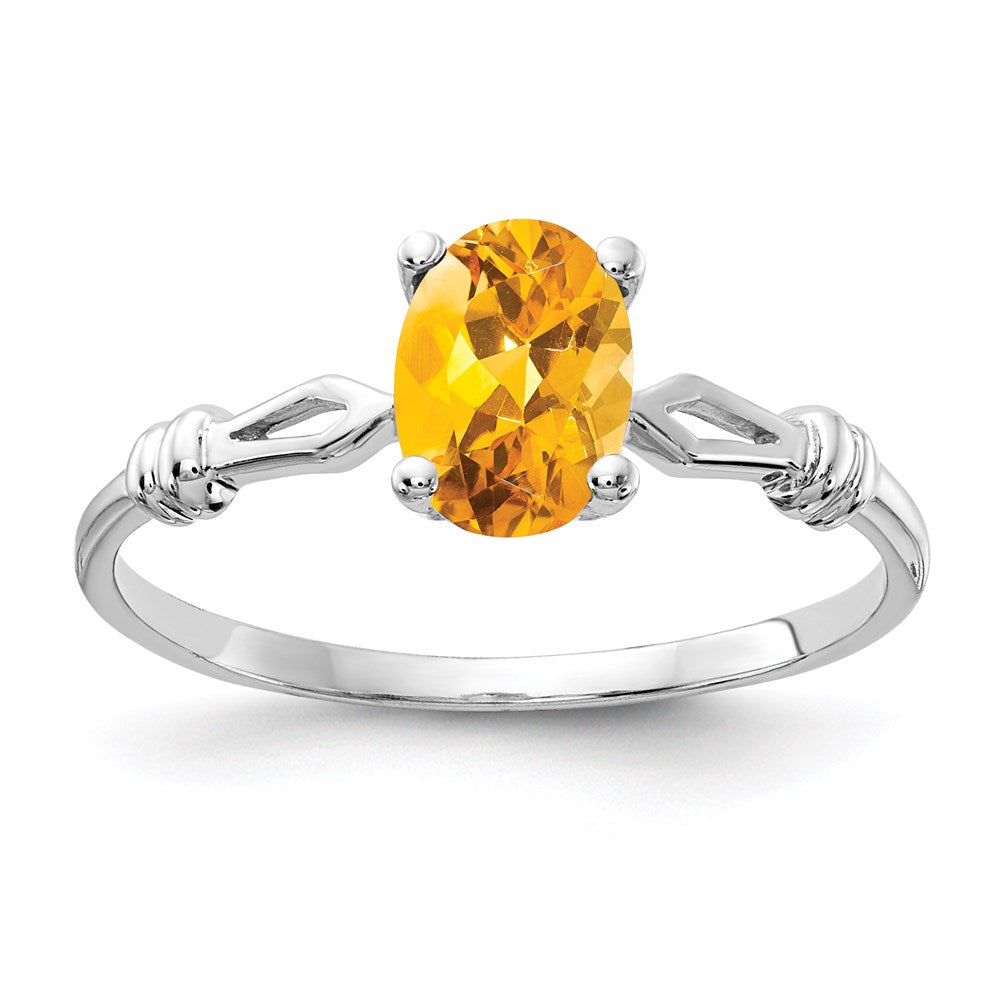 14k white gold 7x5mm oval citrine ring y4655ci