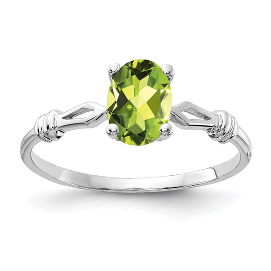 14k White Gold 7x5mm Oval Peridot ring