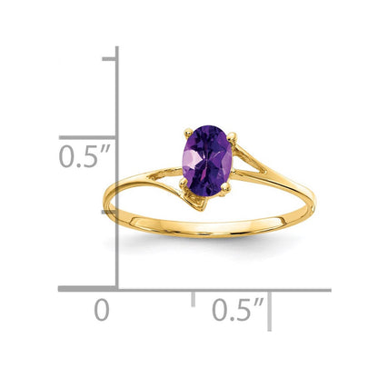 14k yellow gold 6x4mm oval amethyst ring y4659am